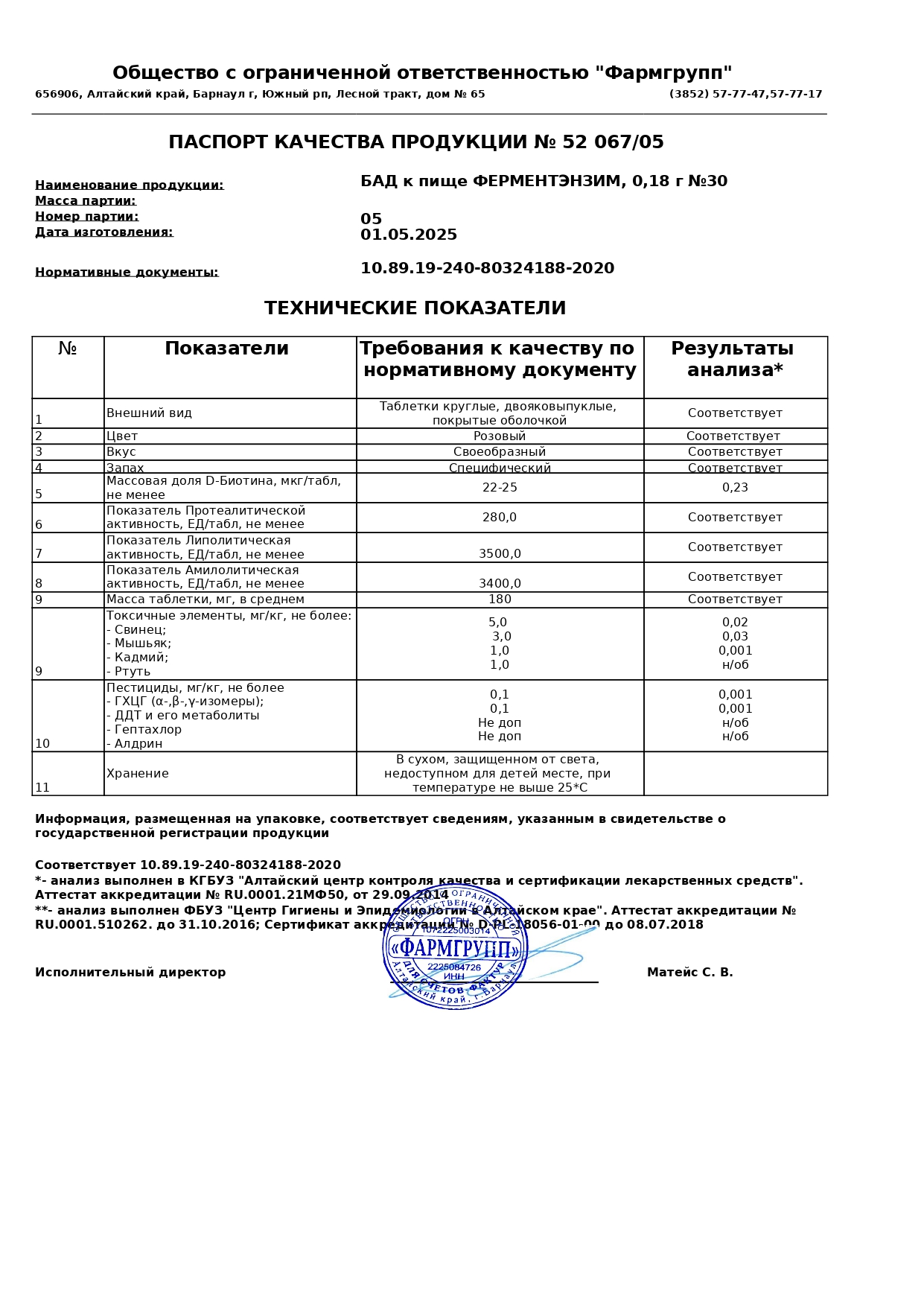 Паспорт №052025
